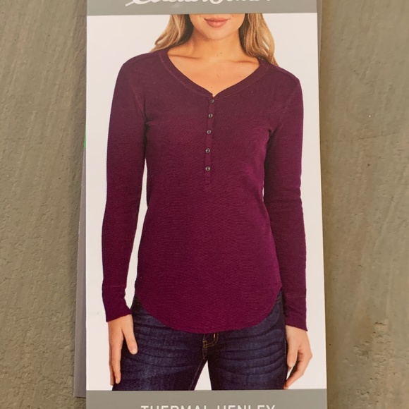 Eddie Bauer Purple Thermal Henley Top in Large